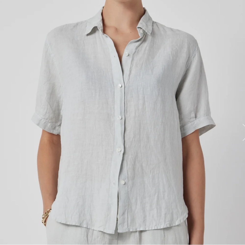 Velvet by Graham & Spencer - off-white short sleeve button-down
